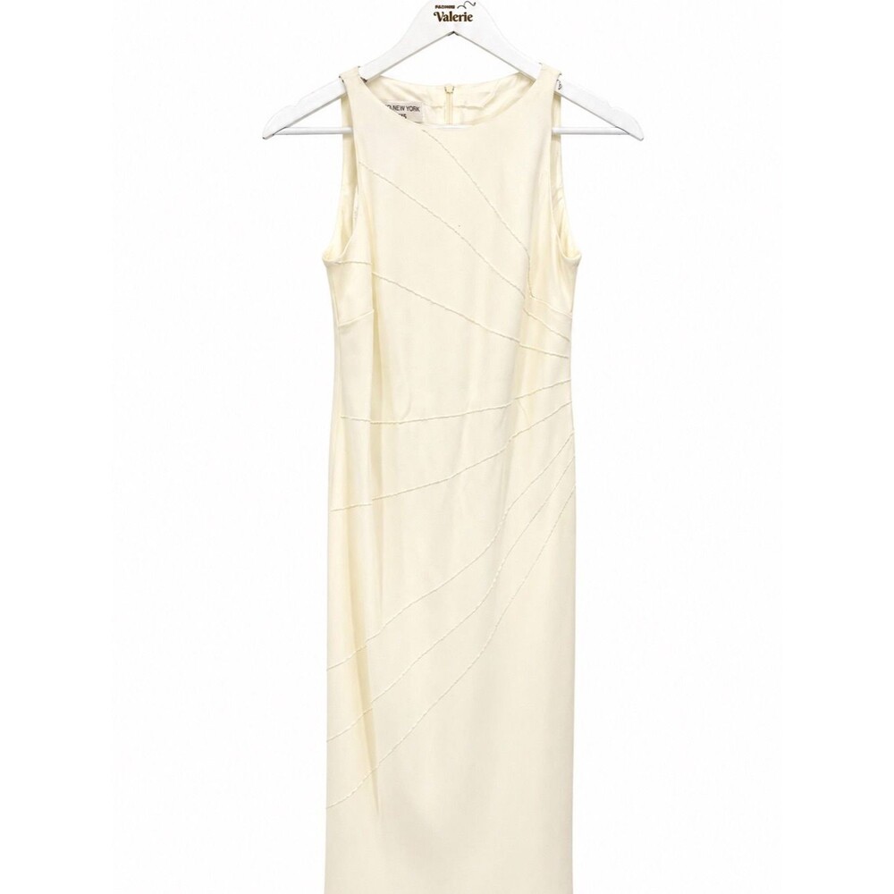 Jones New York *Flaws* Ivory Bridal Dress Beaded Midi Size 10 Vintage Formal Y2k